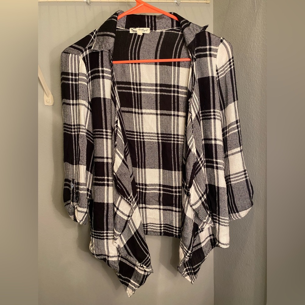 Juniors Plaid Cardigan